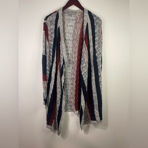 Absolutely Famous Red and Blue Striped Cardigan‎